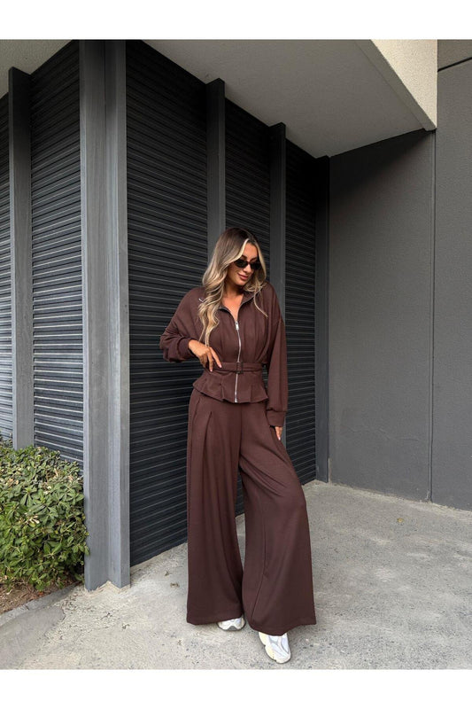 Kadın Siyah Kemerli Modal Takım