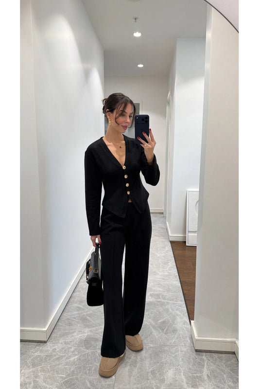 GOLD DÜĞME DETAYLI PANTOLON TAKIM