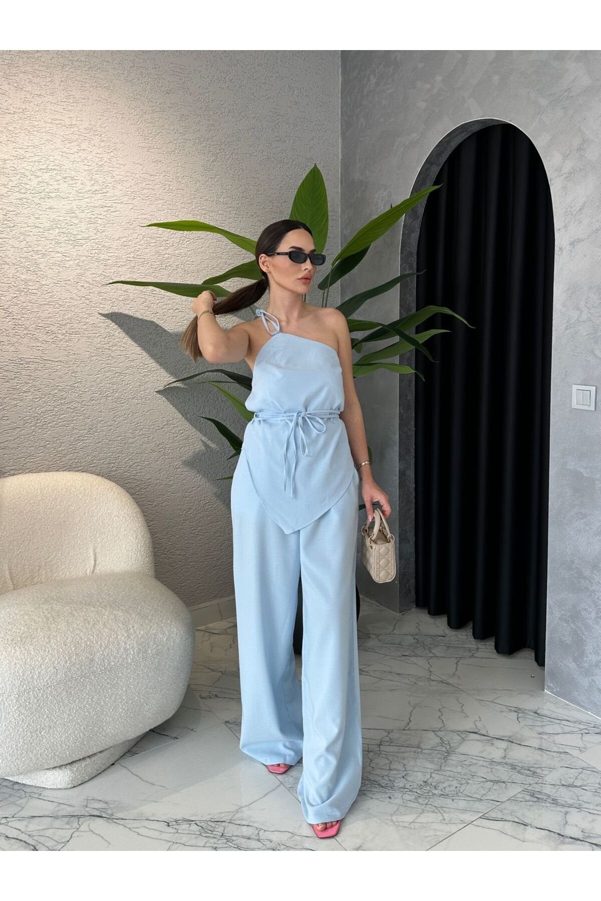 Tek Omuzlu Bağcıklı Takım