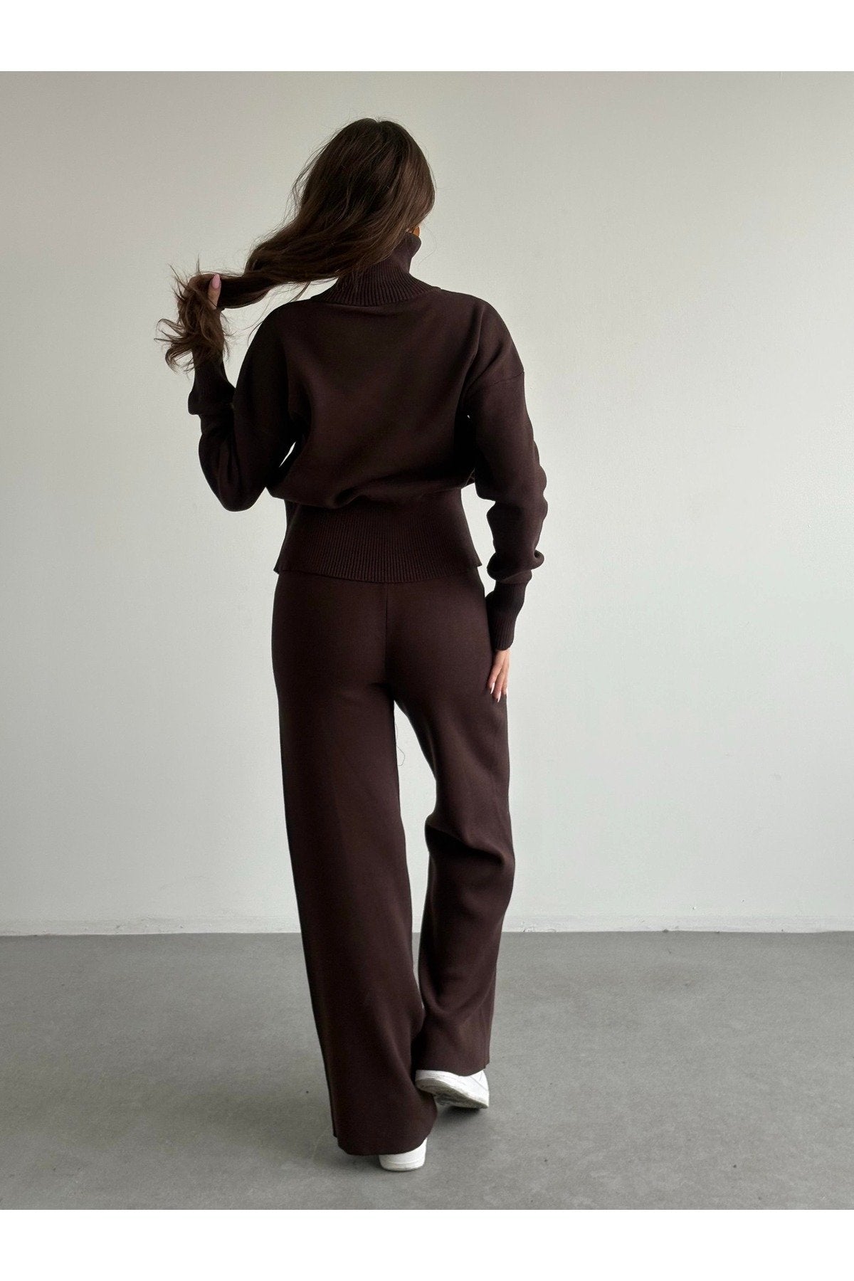 Kadın Yeni Sezon Çift Fermuarlı Muadil Triko Takım