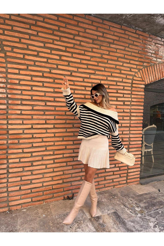 Kadın Godeli Volanlı Triko Etek