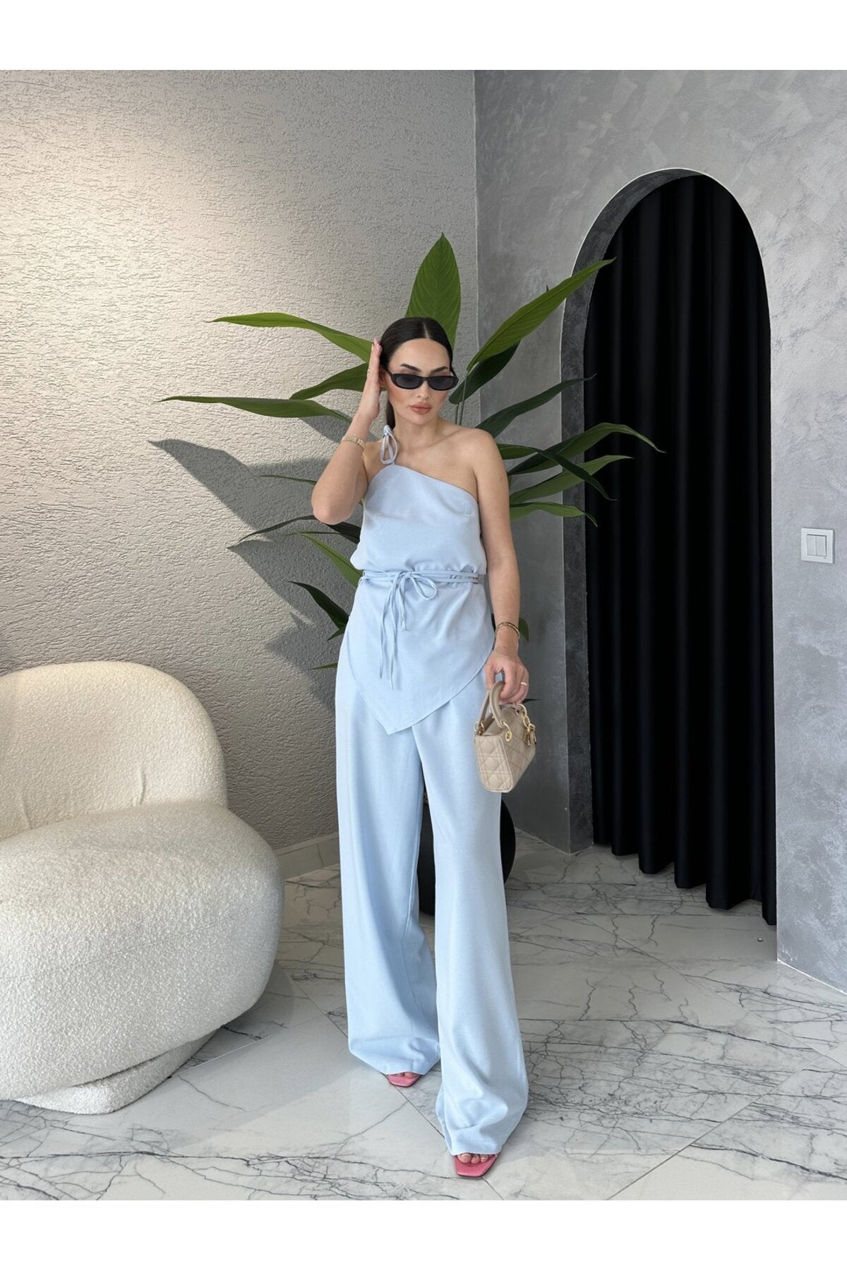 Tek Omuzlu Bağcıklı Takım